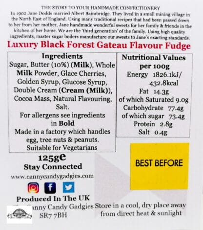 Black Forest Gateau Fudge - product-label